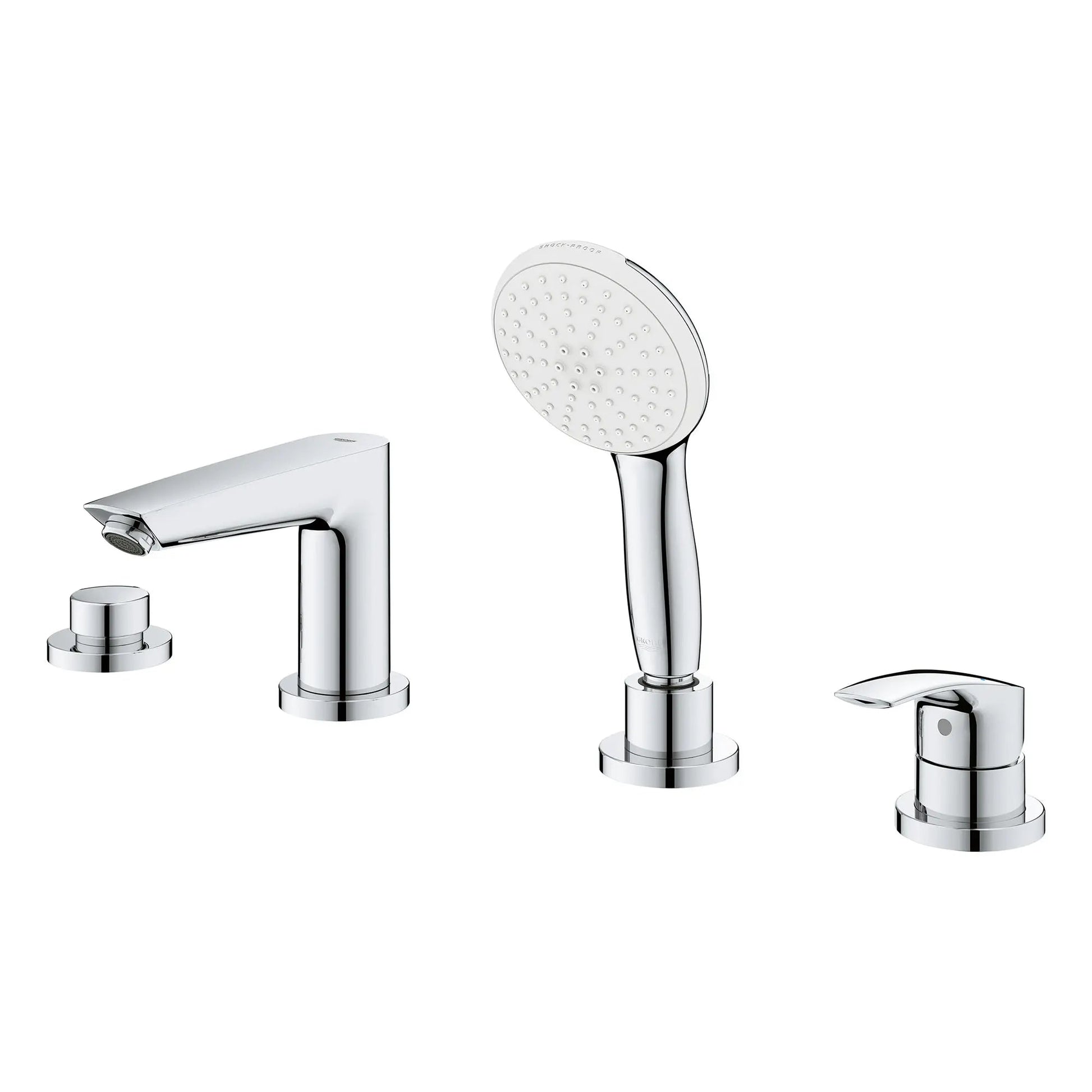 Grohe Eurosmart 4-Hole Single Handle Deck Mount Roman StarLight Chrome Tub Faucet With 1.5 GPM Hand Shower