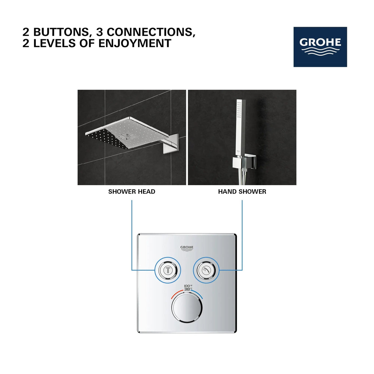 Grohe Grohtherm® Moon White SmartControl Dual Function Thermostatic Valve Trim