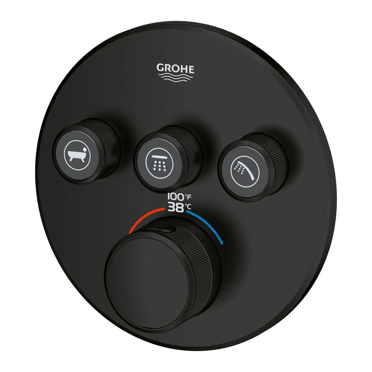 Grohe Grohtherm® SmartControl Matte Black Triple Function Thermostatic Valve Trim