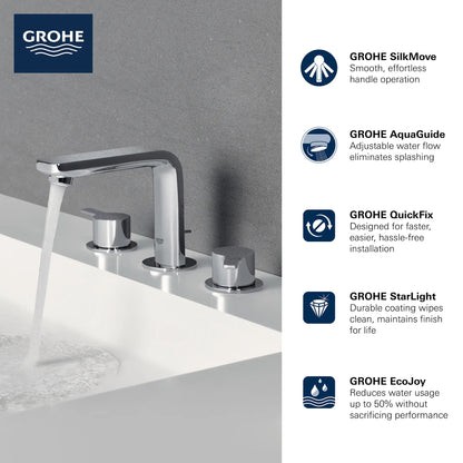 Grohe Lineare™ 2057800A 8" Two-Handle 1.2 GPM StarLight Chrome Widespread Faucet