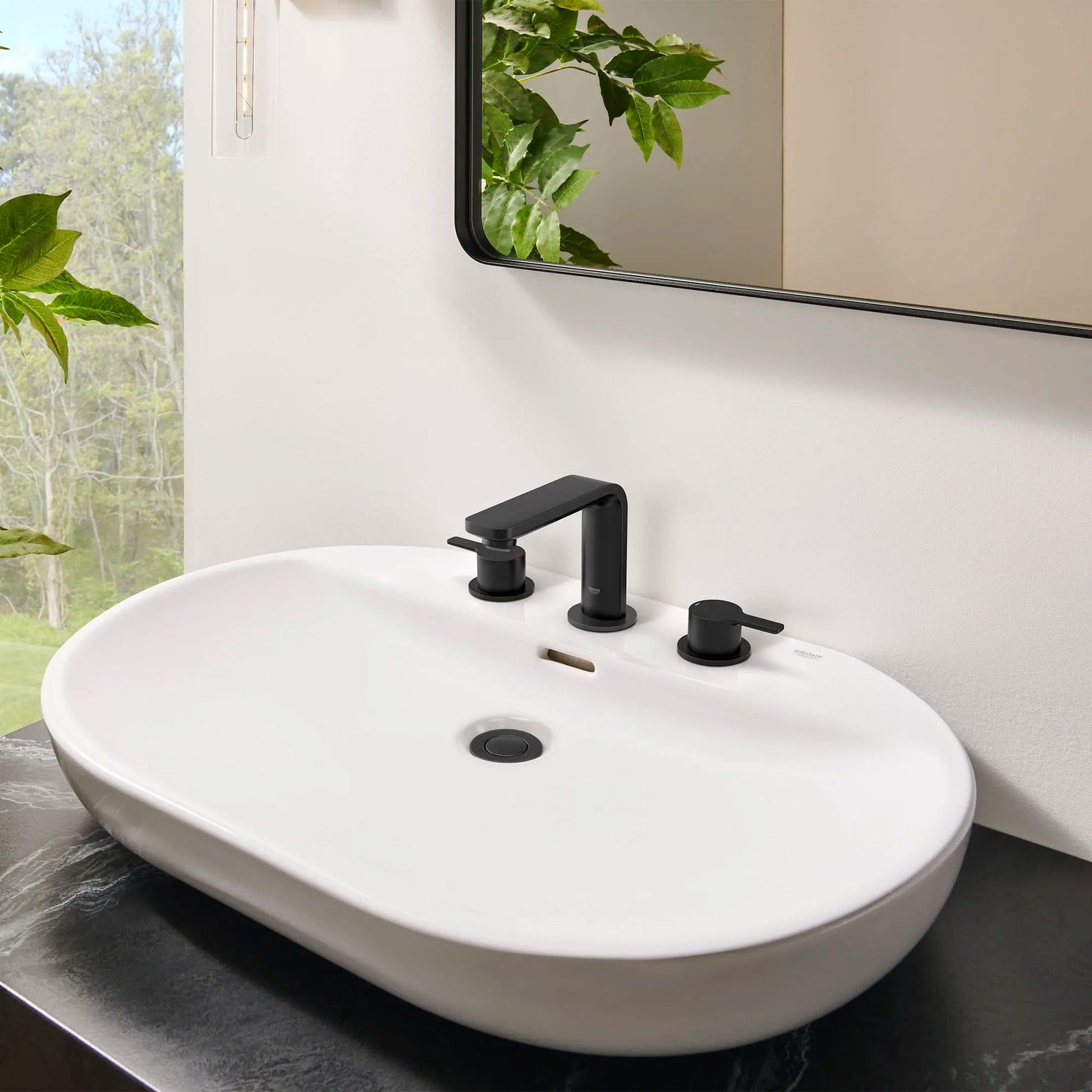 Grohe Lineare™ 20578243A 8" Two-Handle 1.2 GPM Matte Black Widespread Faucet