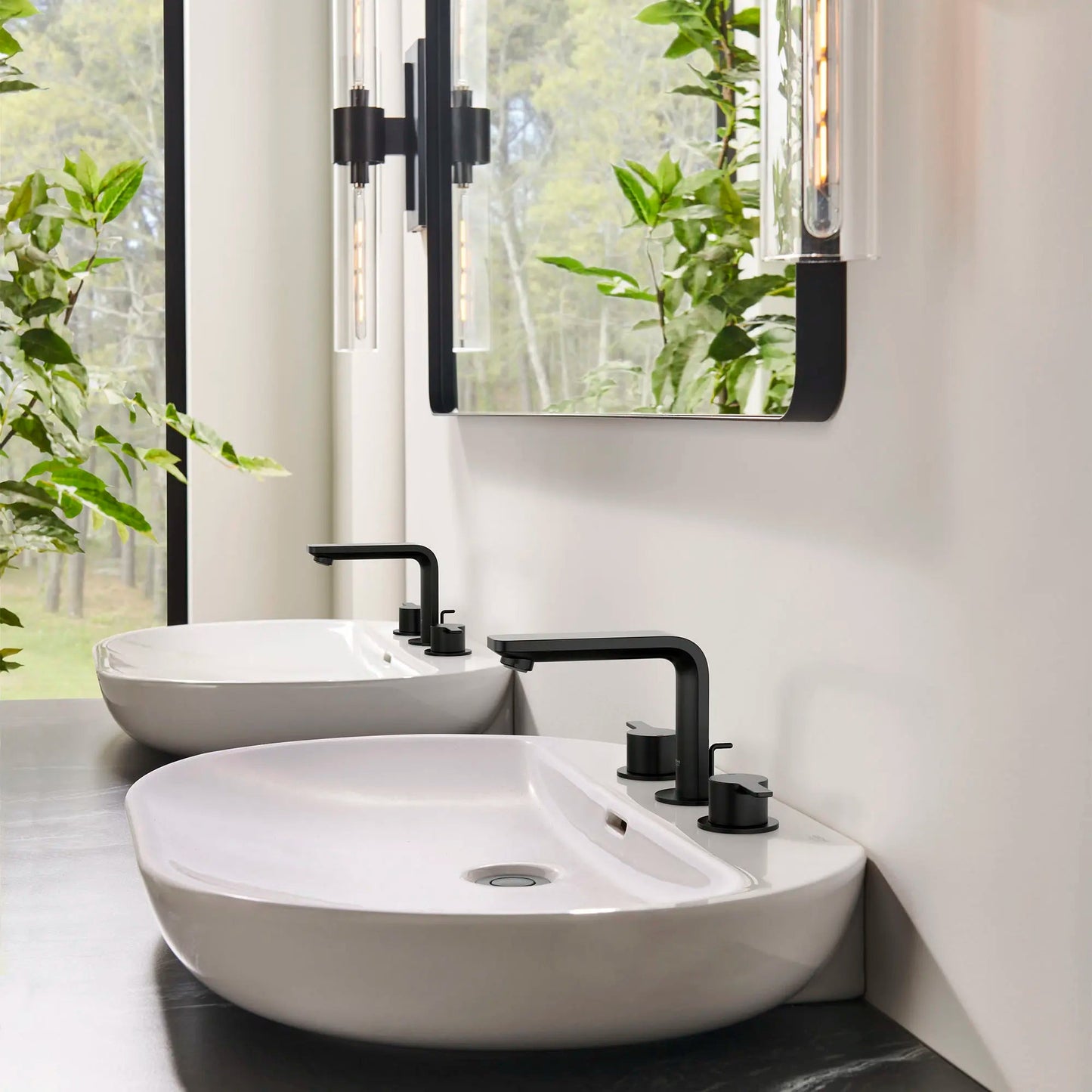 Grohe Lineare™ 20578243A 8" Two-Handle 1.2 GPM Matte Black Widespread Faucet