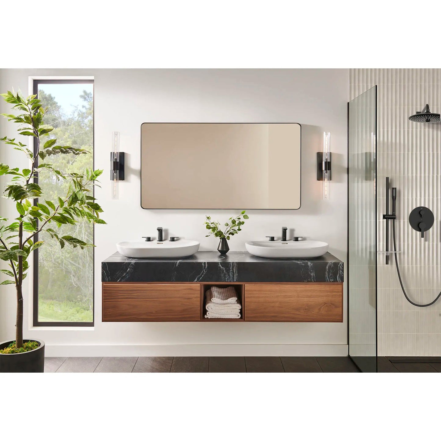 Grohe Lineare™ 20578243A 8" Two-Handle 1.2 GPM Matte Black Widespread Faucet