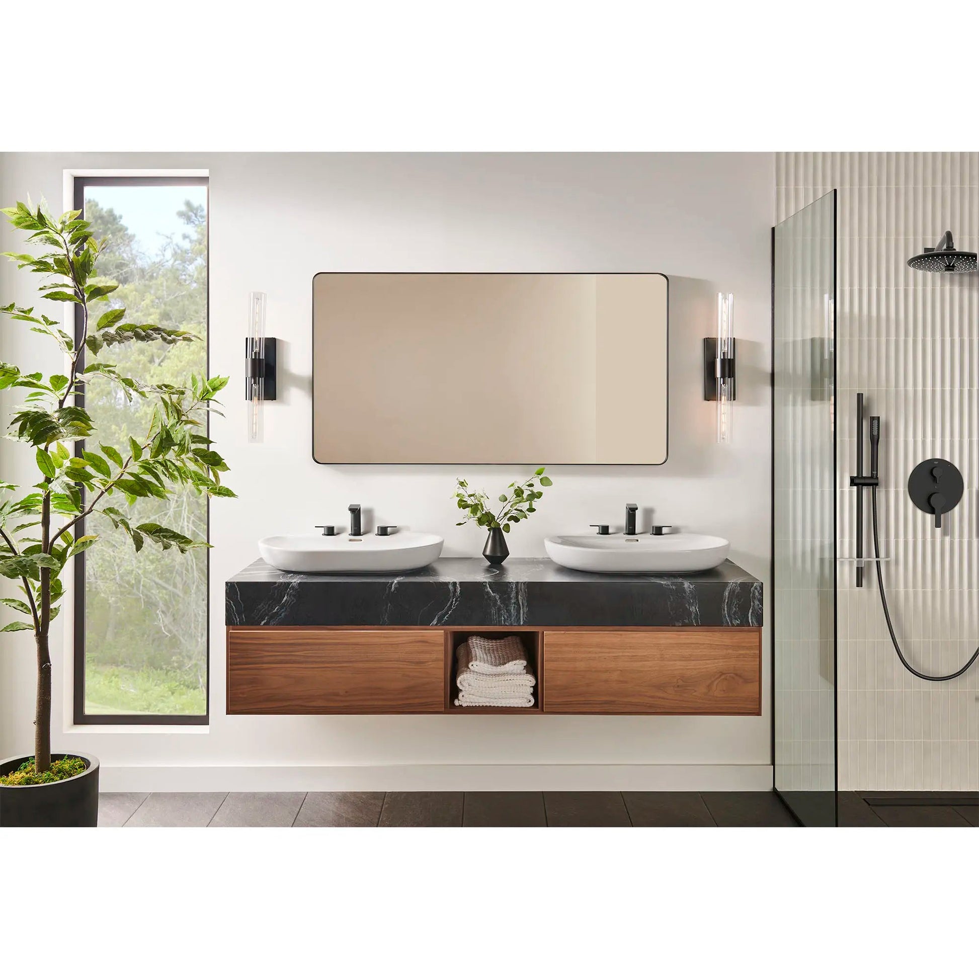 Grohe Lineare™ 20578243A 8" Two-Handle 1.2 GPM Matte Black Widespread Faucet