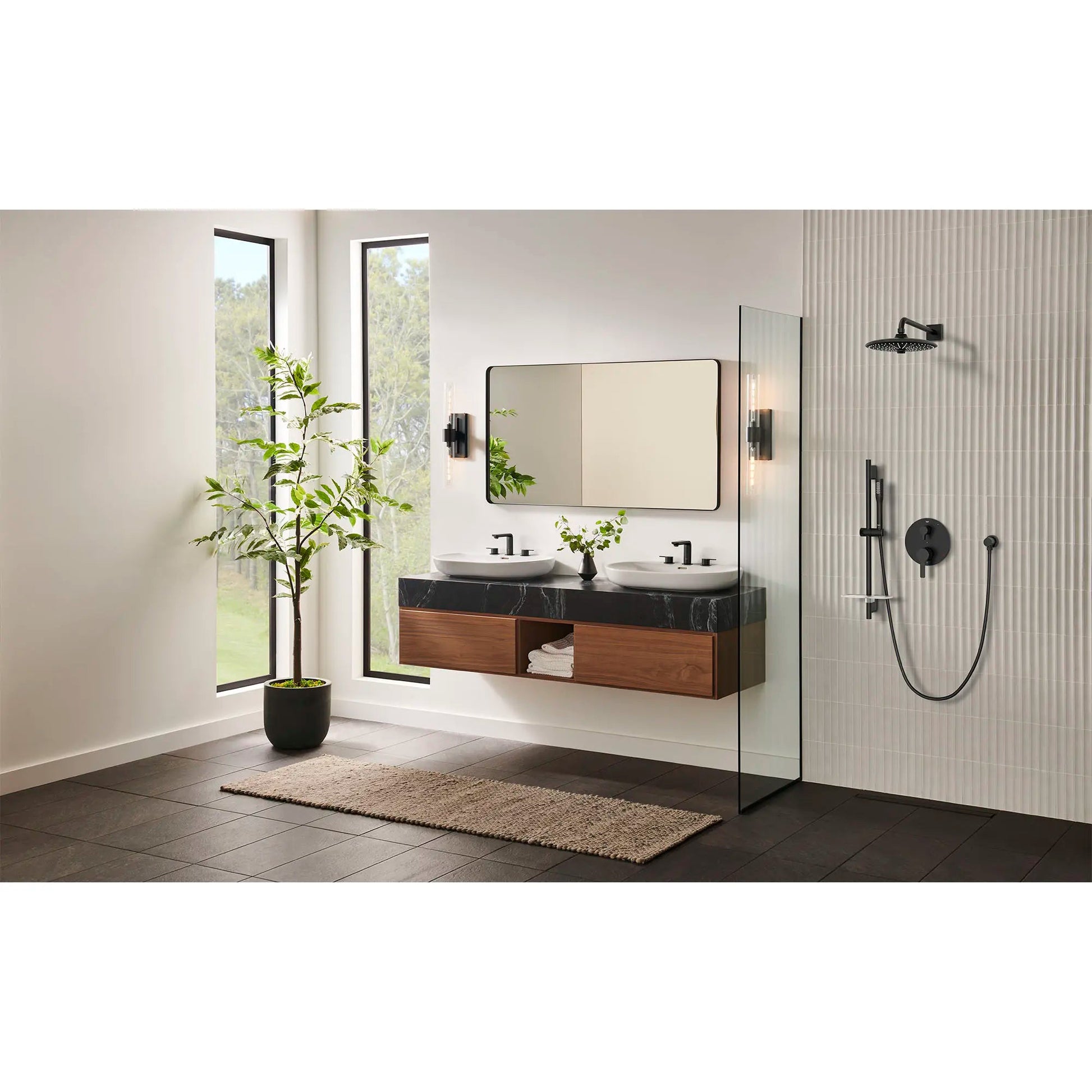 Grohe Lineare™ 20578243A 8" Two-Handle 1.2 GPM Matte Black Widespread Faucet