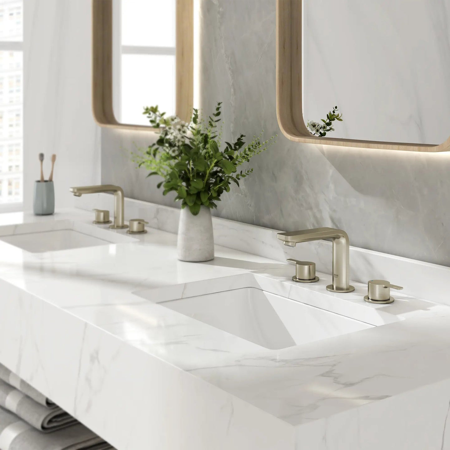 Grohe Lineare™ 20578ENA 8" Two-Handle 1.2 GPM Brushed Nickel Infinity Widespread Faucet