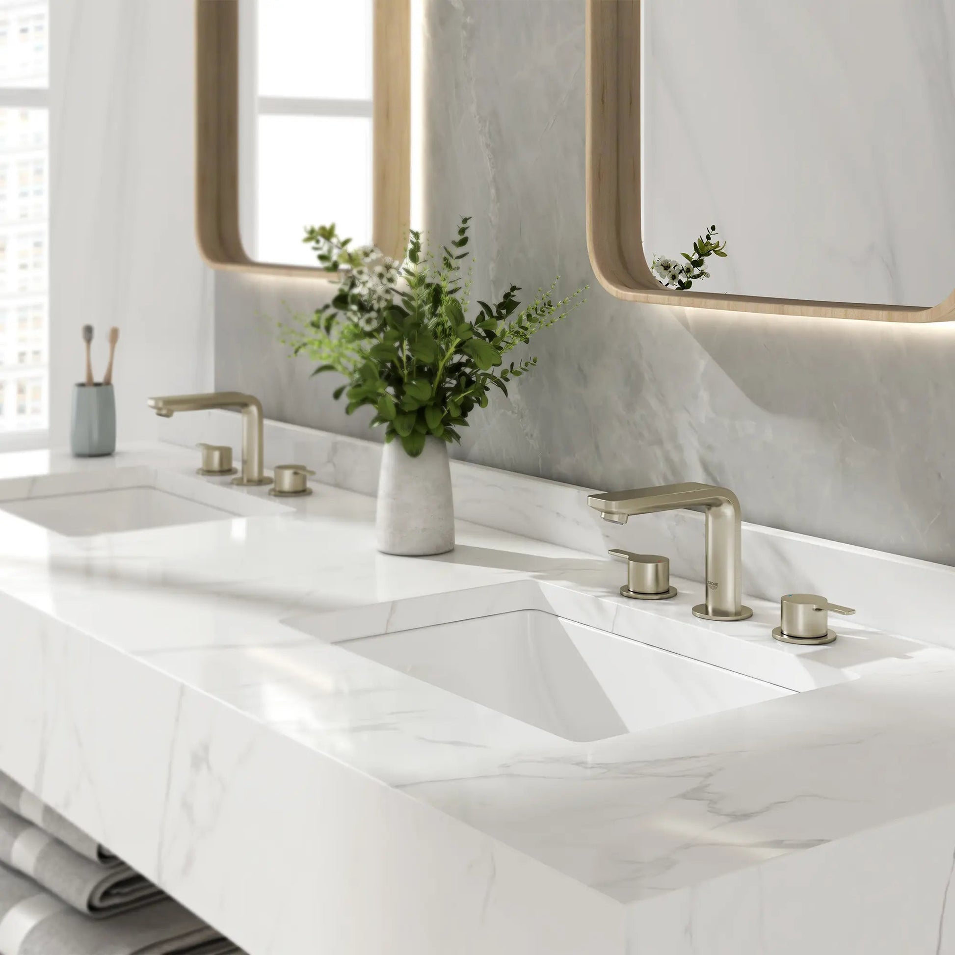 Grohe Lineare™ 20578ENA 8" Two-Handle 1.2 GPM Brushed Nickel Infinity Widespread Faucet