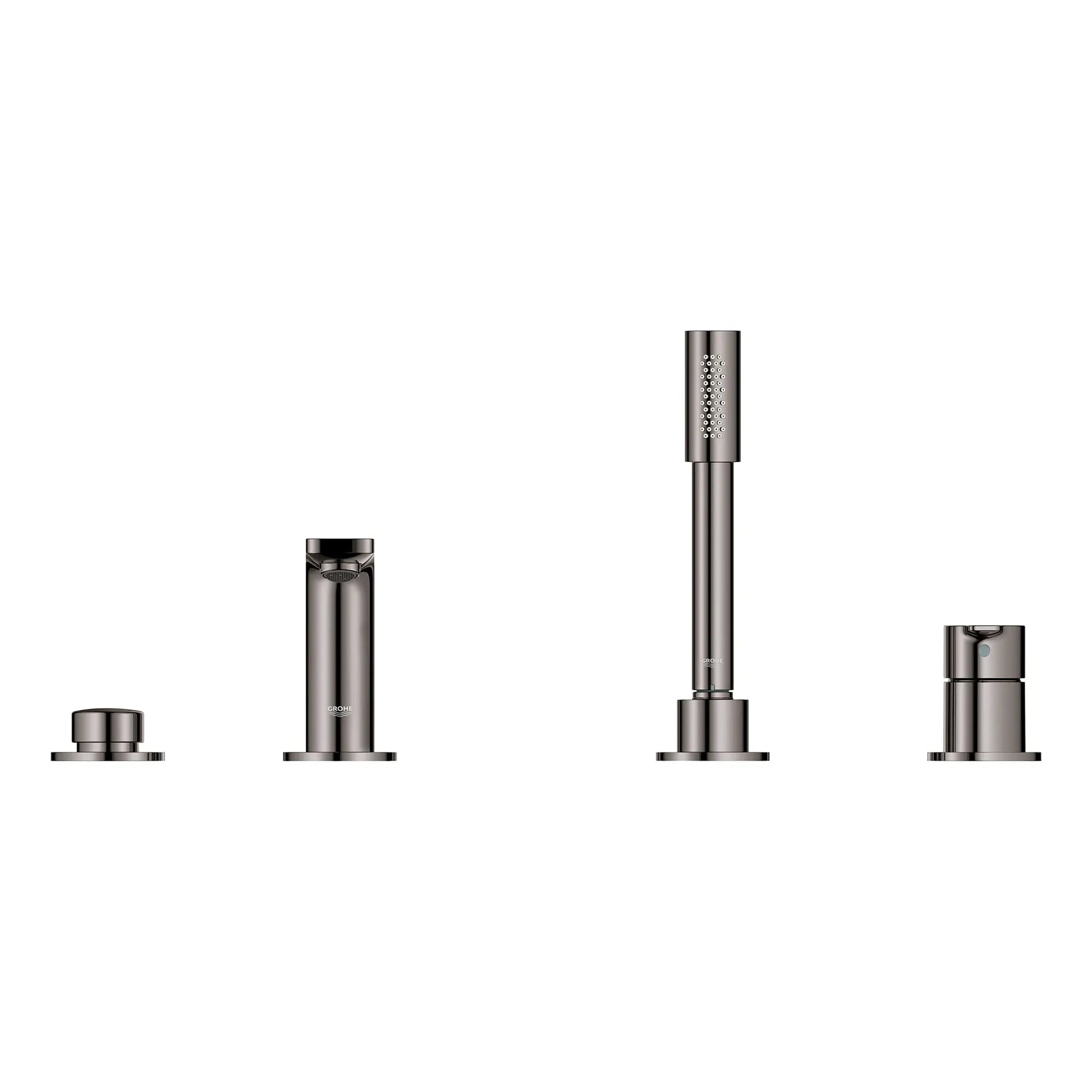 Grohe Lineare™ 4-Hole Single-Handle Deck Mount Hard Graphite Roman Tub Faucet With 1.75 GPM Hand Shower