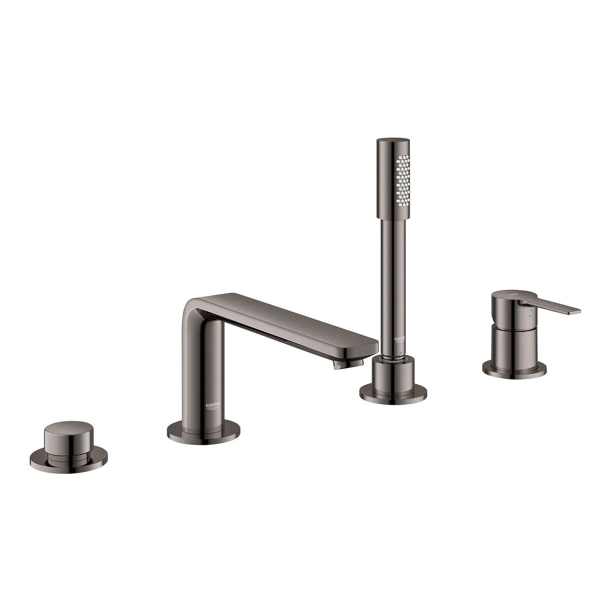 Grohe Lineare™ 4-Hole Single-Handle Deck Mount Hard Graphite Roman Tub Faucet With 1.75 GPM Hand Shower