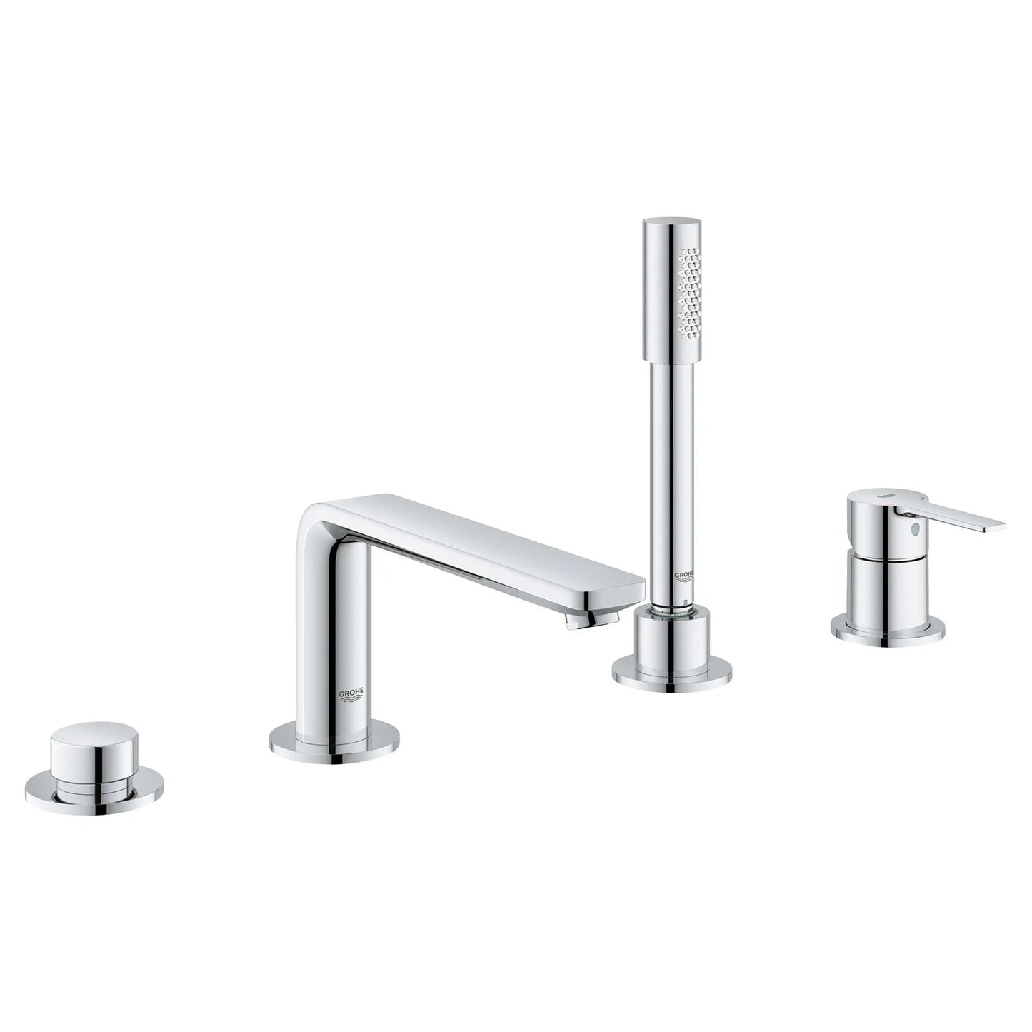 Grohe Lineare™ 4-Hole Single-Handle Deck Mount StarLight Chrome Roman Tub Faucet With 1.75 GPM Hand Shower