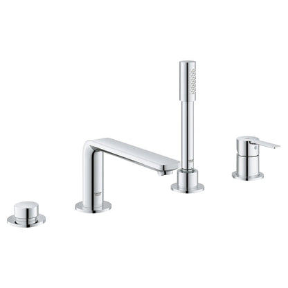 Grohe Lineare™ 4-Hole Single-Handle Deck Mount StarLight Chrome Roman Tub Faucet With 1.75 GPM Hand Shower