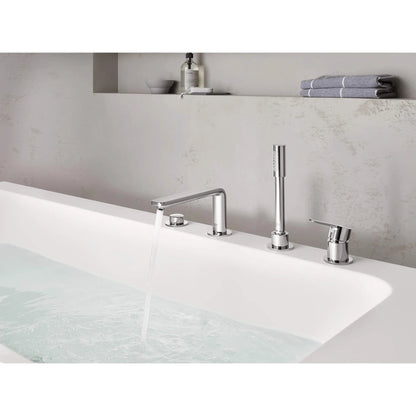 Grohe Lineare™ 4-Hole Single-Handle Deck Mount StarLight Chrome Roman Tub Faucet With 1.75 GPM Hand Shower