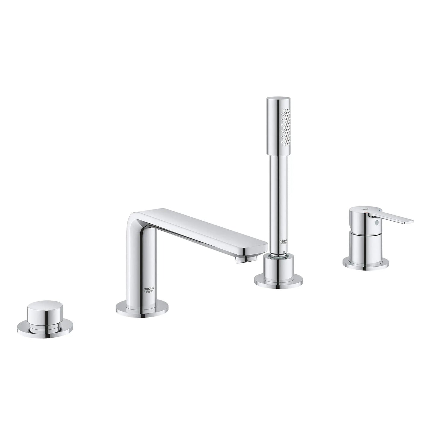 Grohe Lineare™ 4-Hole Single-Handle Deck Mount StarLight Chrome Roman Tub Faucet With 1.75 GPM Hand Shower