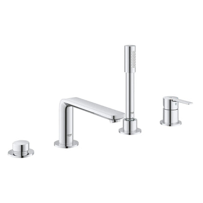 Grohe Lineare™ 4-Hole Single-Handle Deck Mount StarLight Chrome Roman Tub Faucet With 1.75 GPM Hand Shower