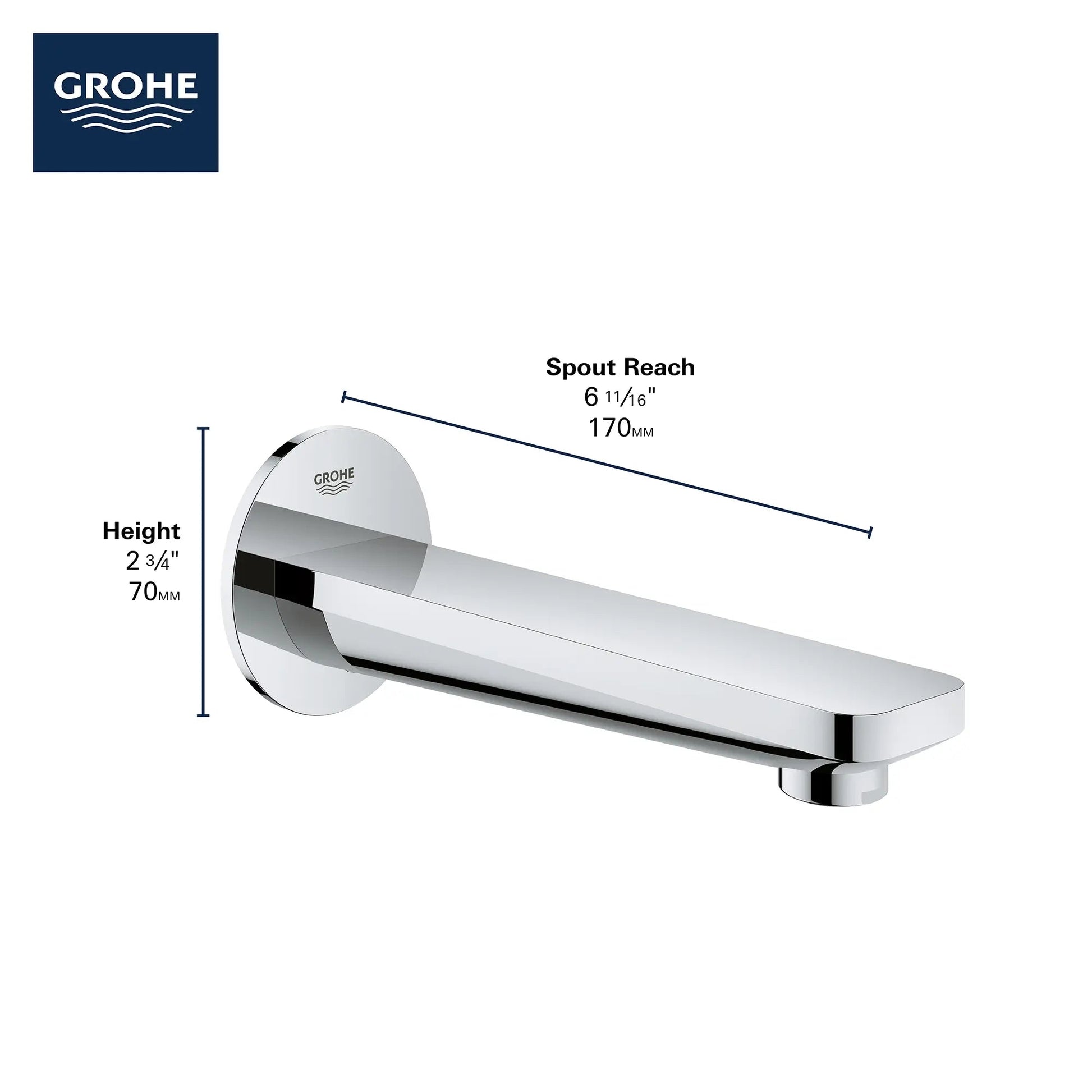 Grohe Lineare™ Metal Construction StarLight Chrome Tub Spout