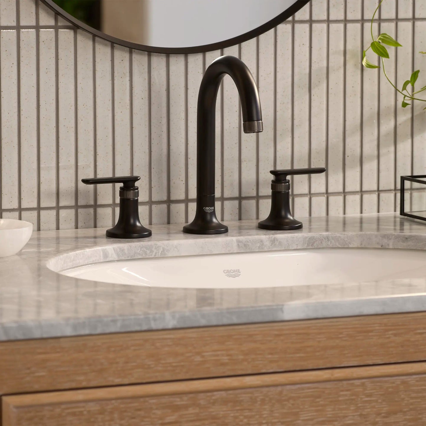 Grohe Listra 1.2 GPM Deck Mount Widespread Matte Black Infinity Finish Faucet