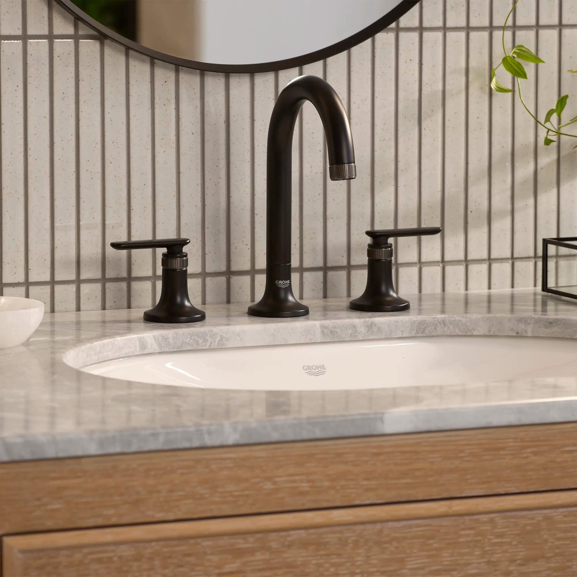 Grohe Listra 1.2 GPM Deck Mount Widespread Matte Black Infinity Finish Faucet