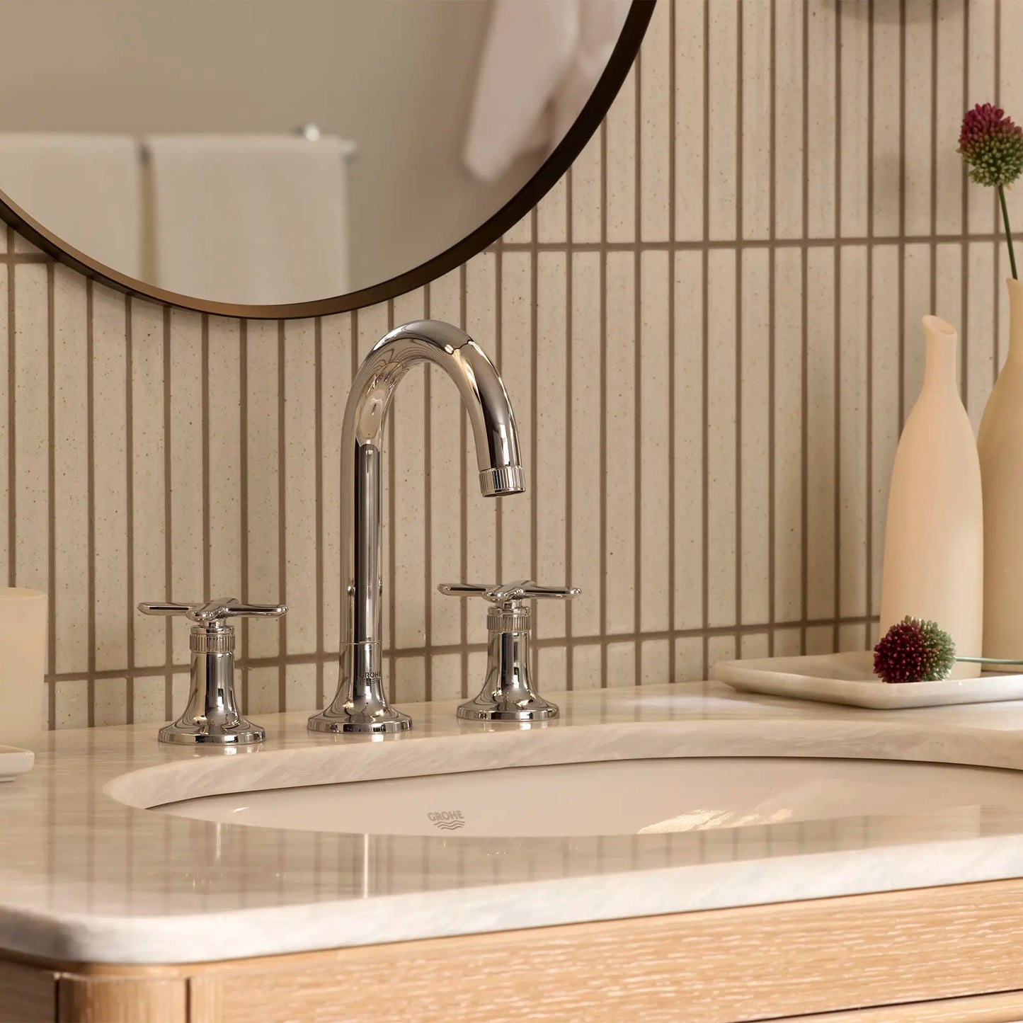 Grohe Listra 1.2 GPM Deck Mount Widespread Star Light Chrome Faucet