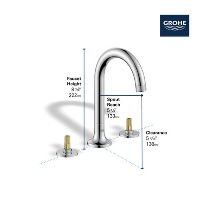 Grohe Listra 1.2 GPM Deck Mount Widespread Star Light Chrome Faucet