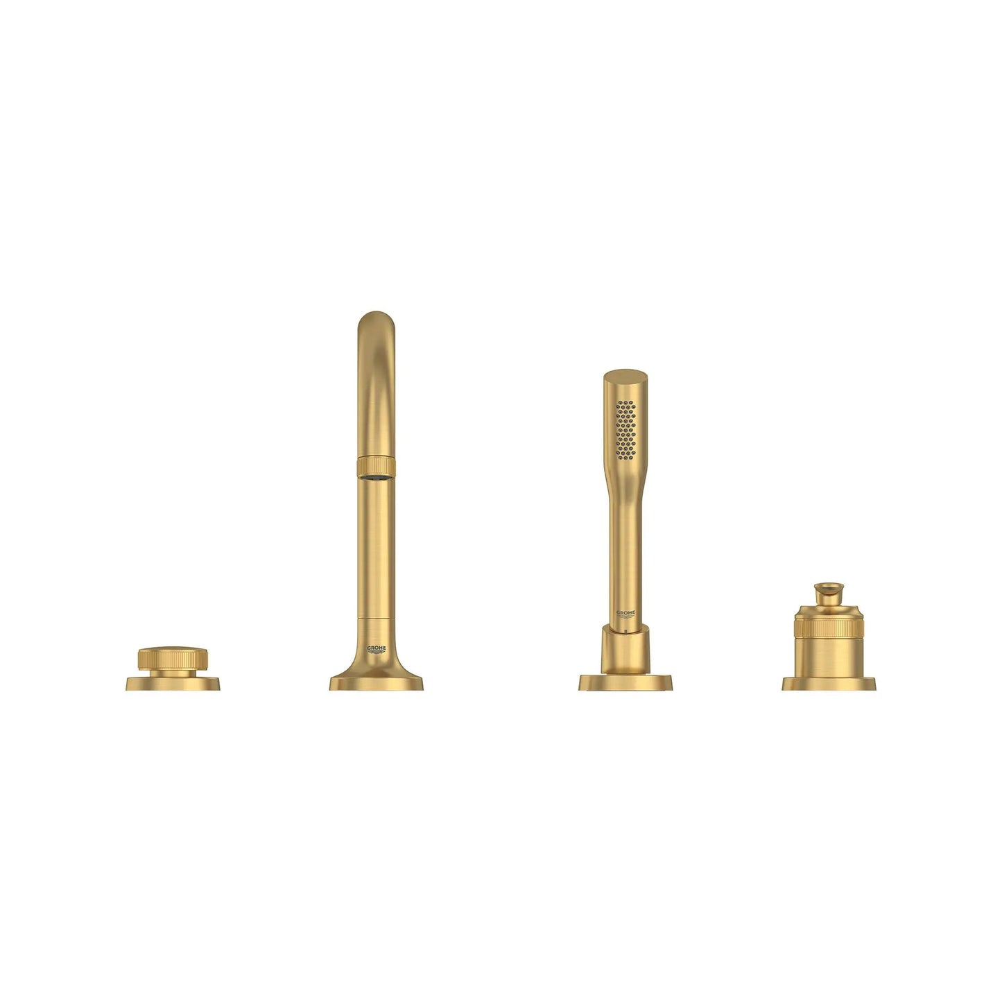 Grohe Listra 4-Hole Single-Handle Deck Mount Brushed Cool Sunrise Roman Tub Faucet With 1.75 GPM Hand Shower
