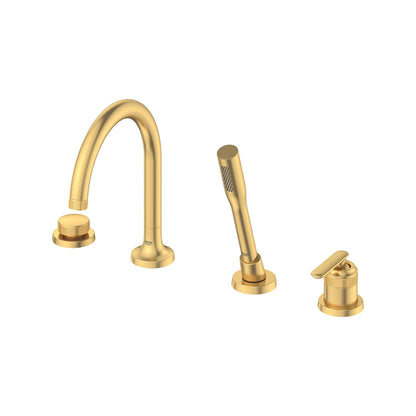 Grohe Listra 4-Hole Single-Handle Deck Mount Brushed Cool Sunrise Roman Tub Faucet With 1.75 GPM Hand Shower