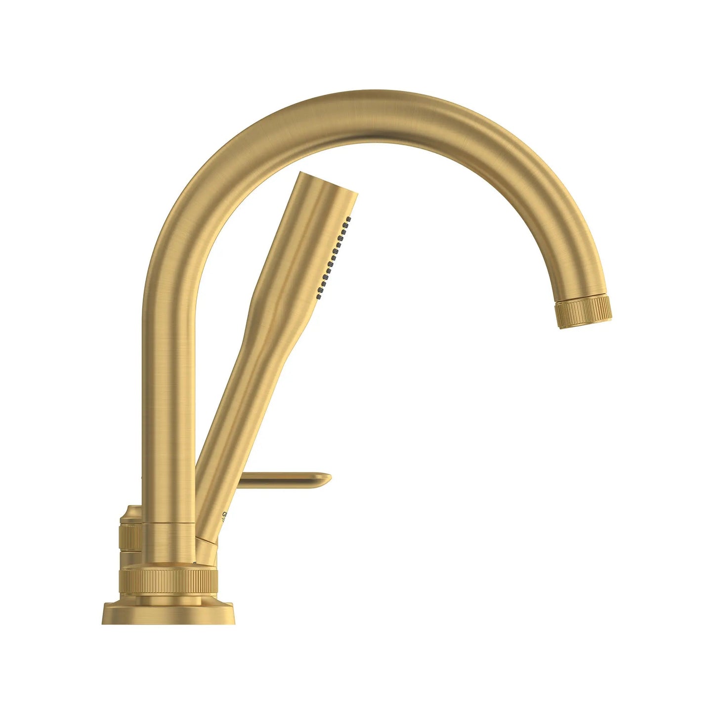 Grohe Listra 4-Hole Single-Handle Deck Mount Brushed Cool Sunrise Roman Tub Faucet With 1.75 GPM Hand Shower