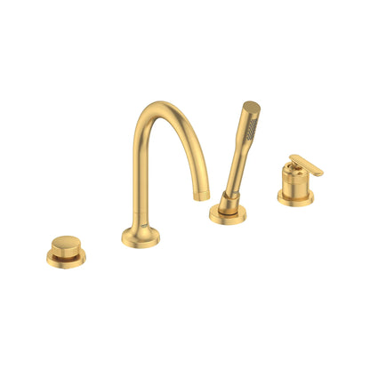 Grohe Listra 4-Hole Single-Handle Deck Mount Brushed Cool Sunrise Roman Tub Faucet With 1.75 GPM Hand Shower