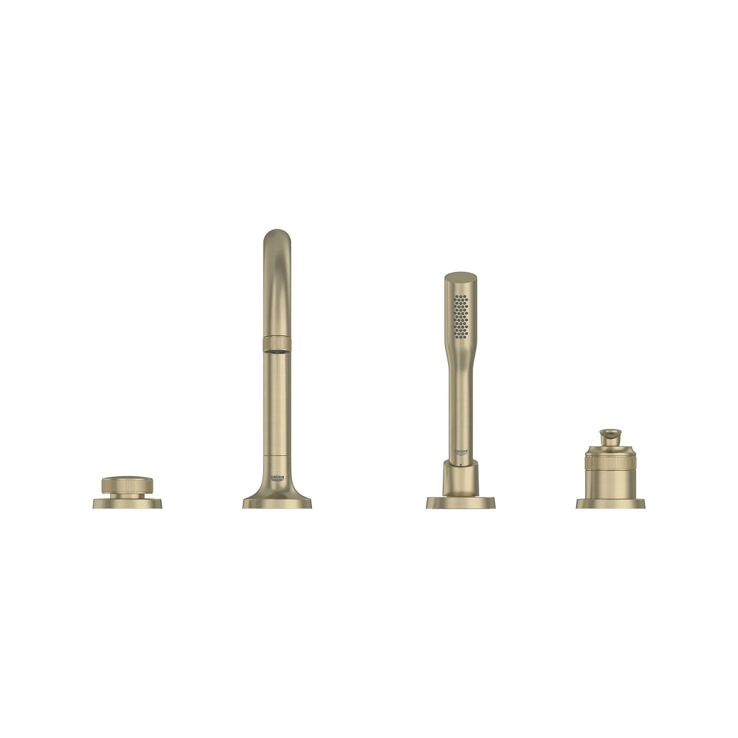 Grohe Listra 4-Hole Single-Handle Deck Mount Brushed Nickel Infinity Roman Tub Faucet With 1.75 GPM Hand Shower