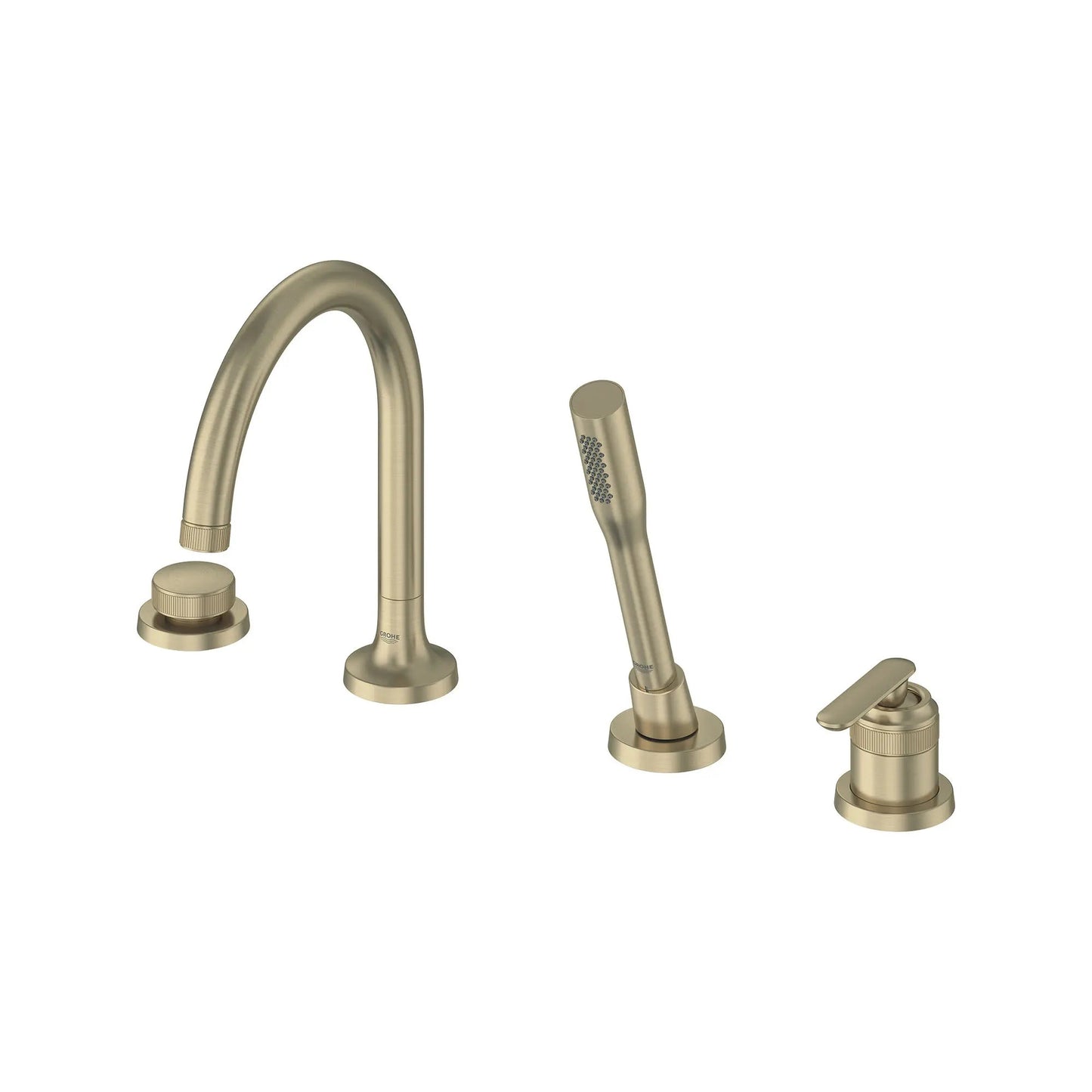 Grohe Listra 4-Hole Single-Handle Deck Mount Brushed Nickel Infinity Roman Tub Faucet With 1.75 GPM Hand Shower