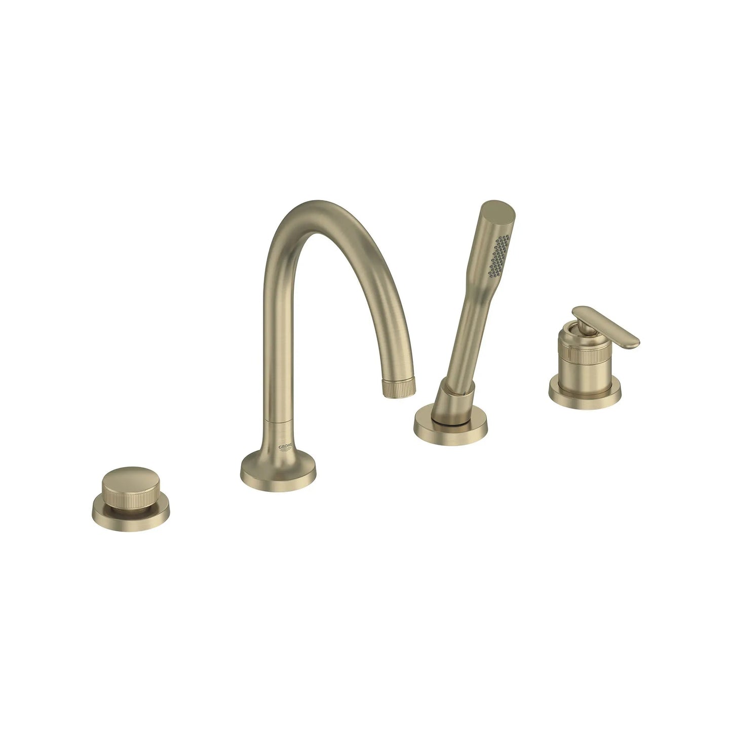 Grohe Listra 4-Hole Single-Handle Deck Mount Brushed Nickel Infinity Roman Tub Faucet With 1.75 GPM Hand Shower