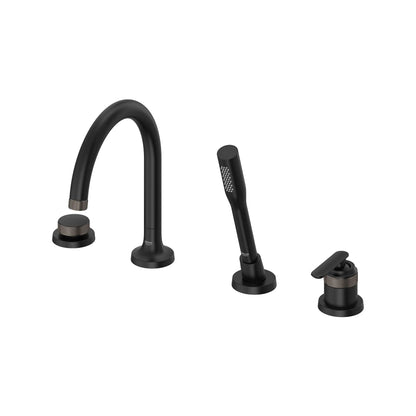 Grohe Listra 4-Hole Single-Handle Deck Mount Matte Black Infinity Roman Tub Faucet With 1.75 GPM Hand Shower