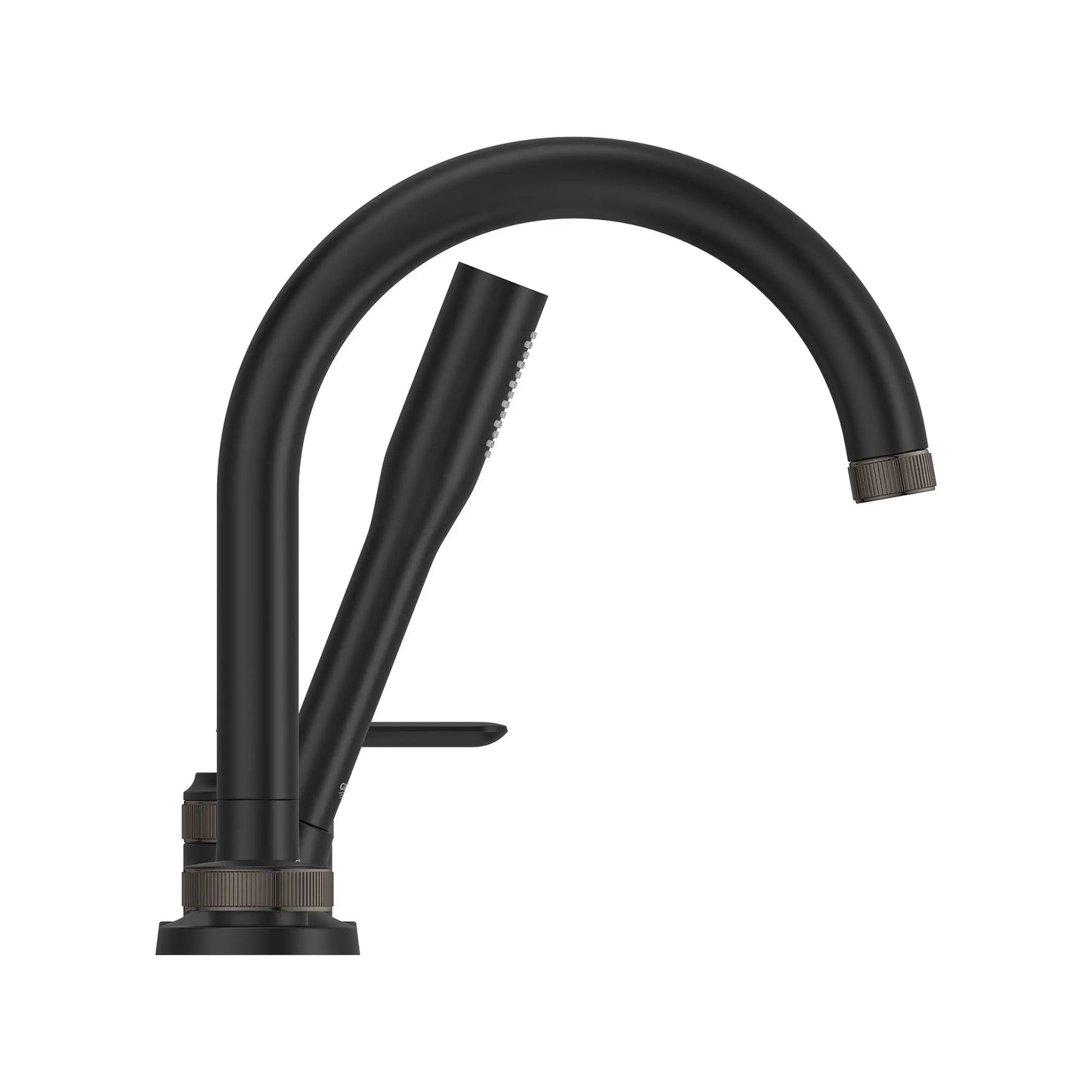Grohe Listra 4-Hole Single-Handle Deck Mount Matte Black Infinity Roman Tub Faucet With 1.75 GPM Hand Shower