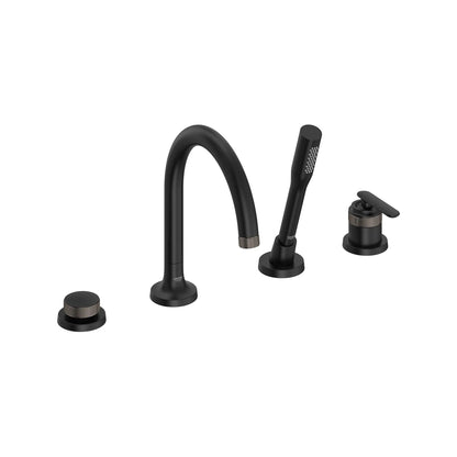 Grohe Listra 4-Hole Single-Handle Deck Mount Matte Black Infinity Roman Tub Faucet With 1.75 GPM Hand Shower