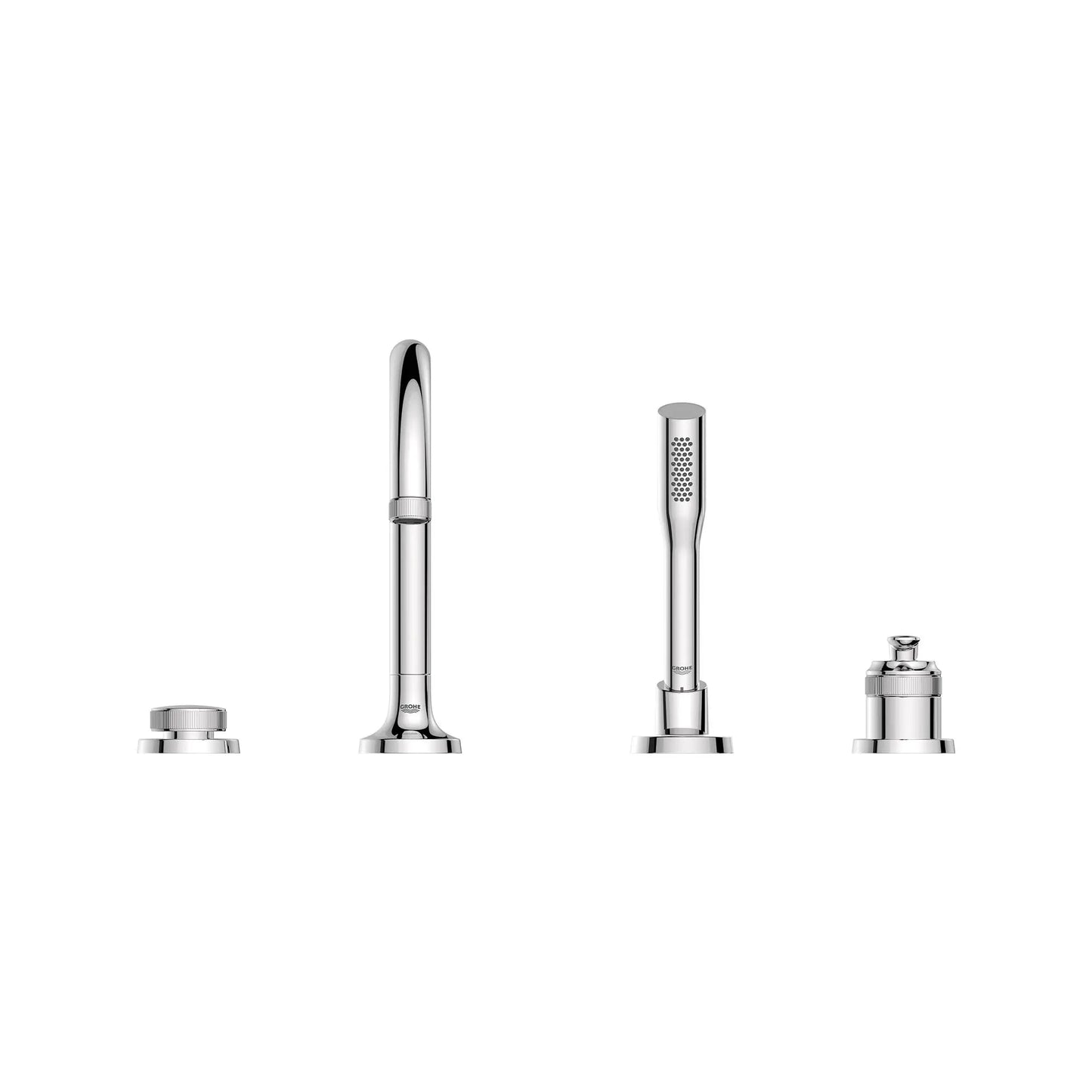 Grohe Listra 4-Hole Single-Handle Deck Mount StarLight Chrome Roman Tub Faucet With 1.75 GPM Hand Shower