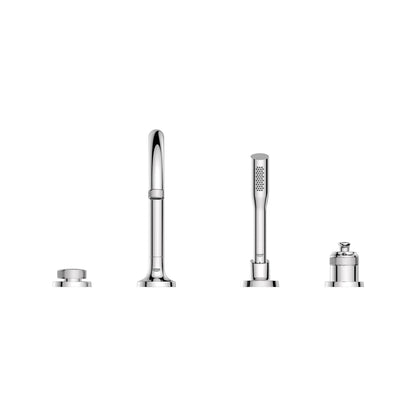 Grohe Listra 4-Hole Single-Handle Deck Mount StarLight Chrome Roman Tub Faucet With 1.75 GPM Hand Shower