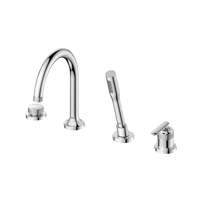 Grohe Listra 4-Hole Single-Handle Deck Mount StarLight Chrome Roman Tub Faucet With 1.75 GPM Hand Shower