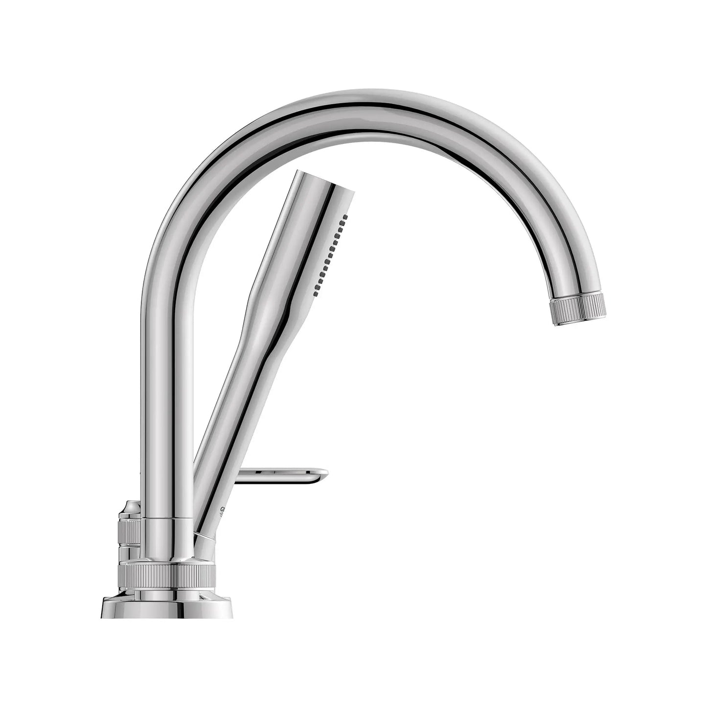 Grohe Listra 4-Hole Single-Handle Deck Mount StarLight Chrome Roman Tub Faucet With 1.75 GPM Hand Shower