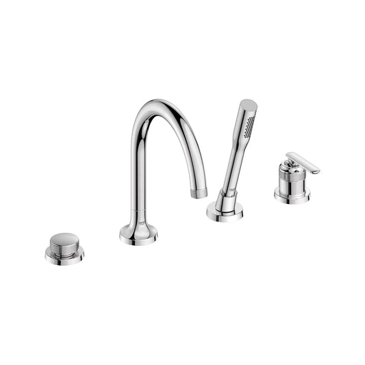 Grohe Listra 4-Hole Single-Handle Deck Mount StarLight Chrome Roman Tub Faucet With 1.75 GPM Hand Shower