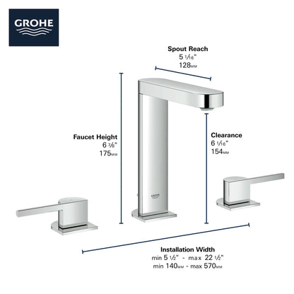 Grohe Plus 1.2 GPM Two-Handle 8" Widespread StarLight Chrome Faucet