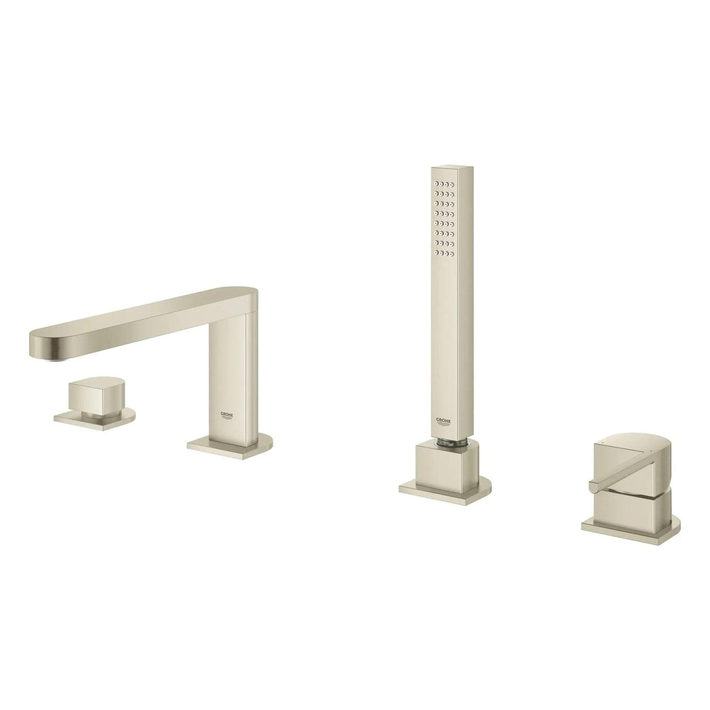 Grohe Plus Brushed Nickel Infinity 4-Hole Single-Handle Deck Mount Roman Tub Faucet With 1.75 GPM Hand Shower