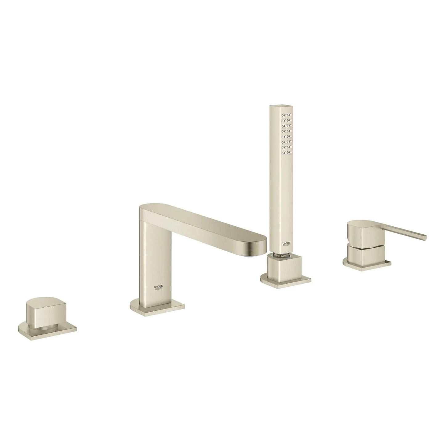 Grohe Plus Brushed Nickel Infinity 4-Hole Single-Handle Deck Mount Roman Tub Faucet With 1.75 GPM Hand Shower