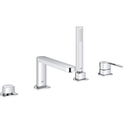 Grohe Plus StarLight Chrome 4-Hole Single-Handle Deck Mount Roman Tub Faucet With 1.75 GPM Hand Shower