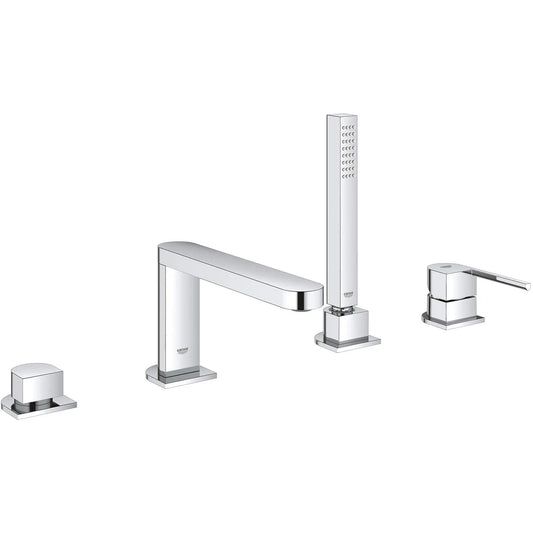 Grohe Plus StarLight Chrome 4-Hole Single-Handle Deck Mount Roman Tub Faucet With 1.75 GPM Hand Shower
