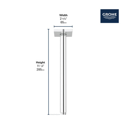 Grohe Rainshower™ 12" StarLight Chrome Square Flange Ceiling Shower Arm