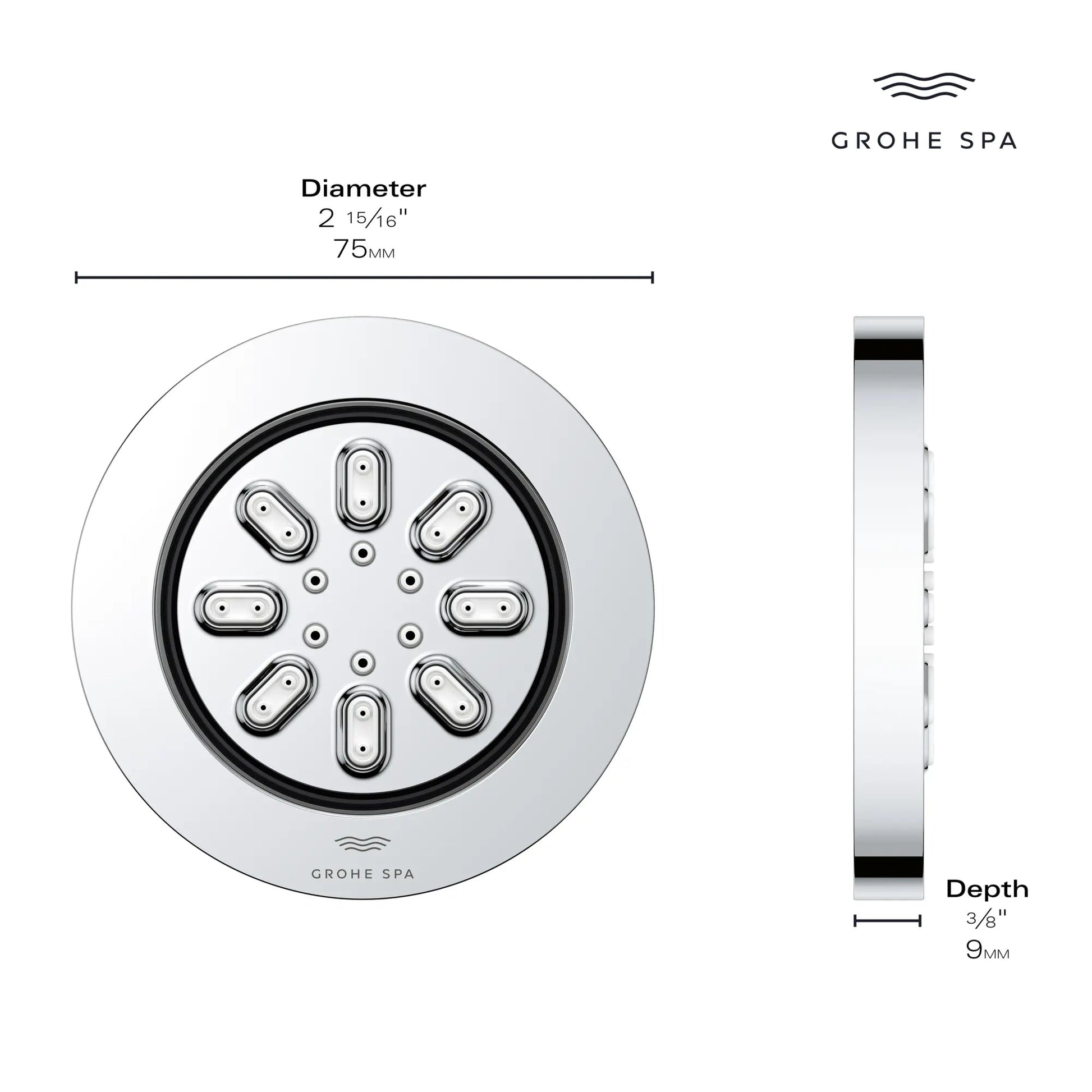 Grohe Rainshower Aqua 0.9 GPM 2-Spray Round StarLight Chrome Body Spray