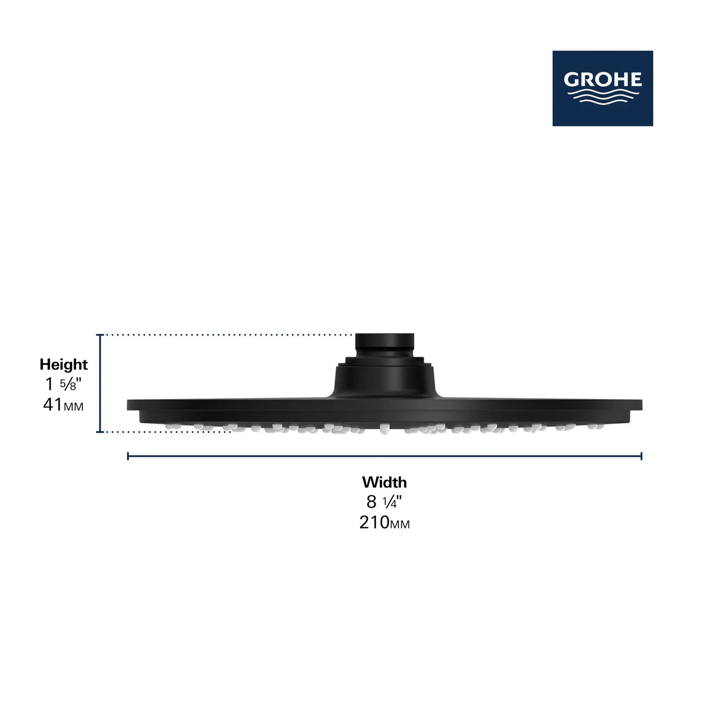 Grohe Rainshower™ Cosmopolitan 8" 1 Spray 1.75 GPM Matte Black Infinity Shower Head