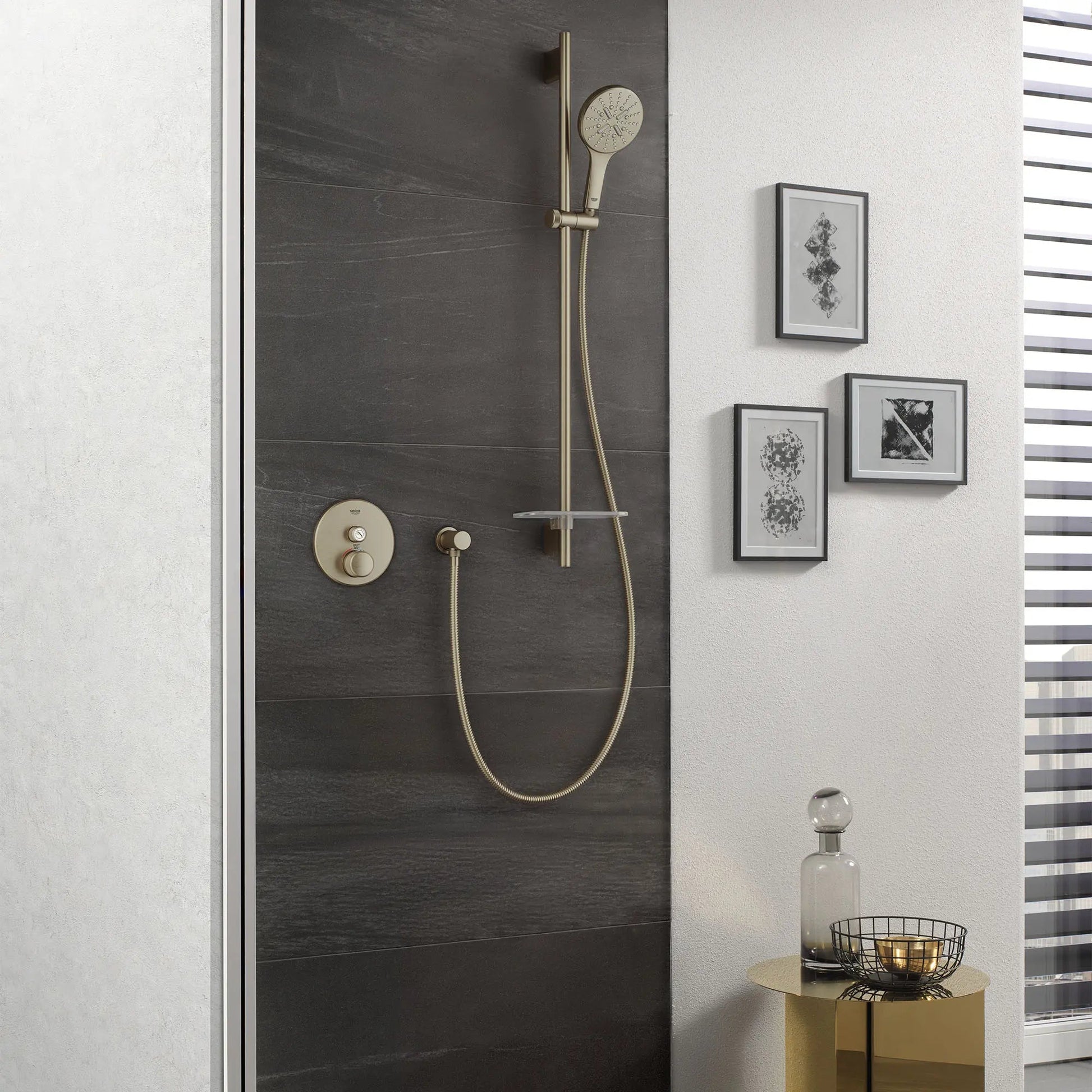 Grohe Rainshower SmartActive 24" 1.75 GPM 3-Spray Brushed Nickel Infinity Shower Slide Bar Kit