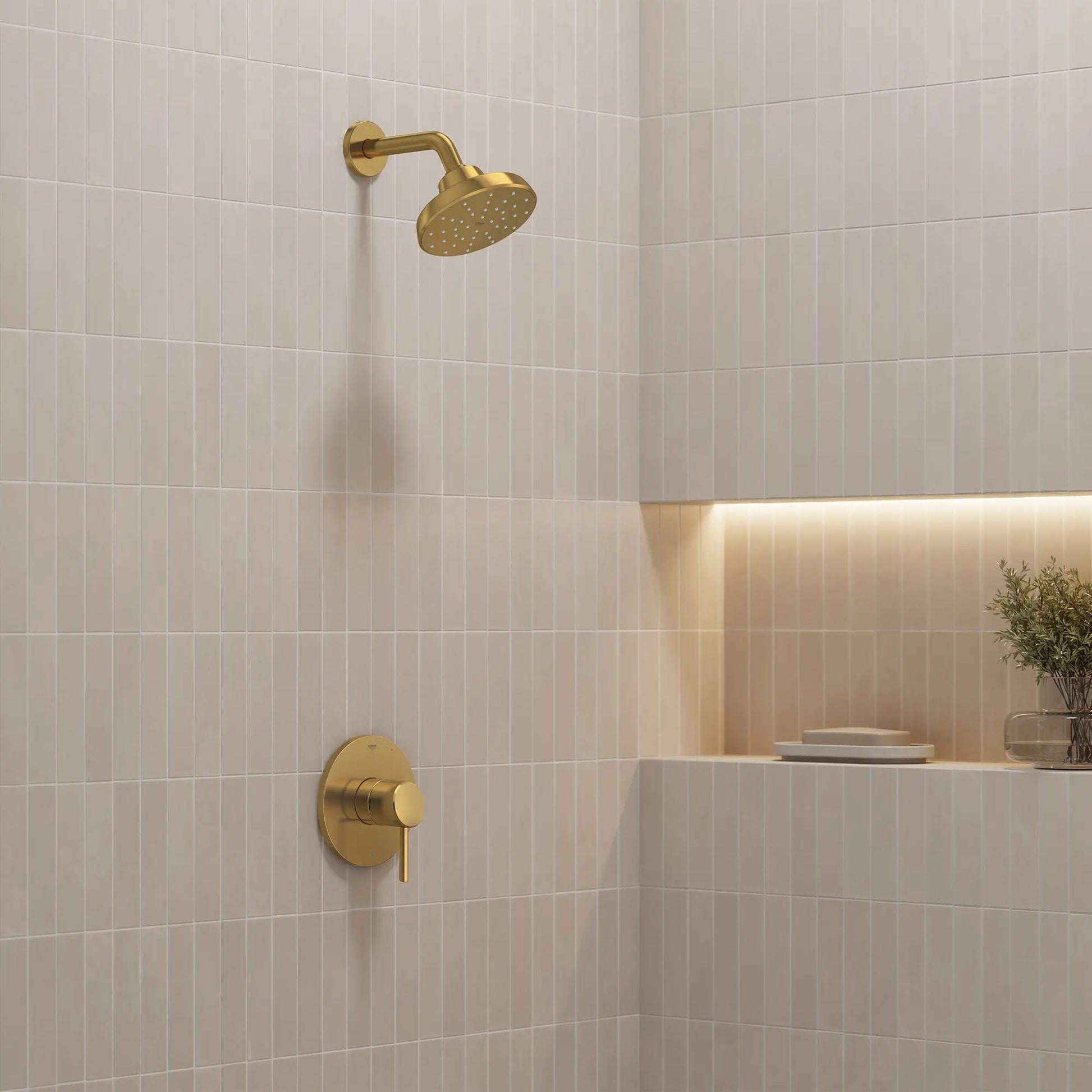 Grohe Tempesta 140 With AquaBooster Round Single Spray 1.75 GPM Brushed Cool Sunrise Shower Head