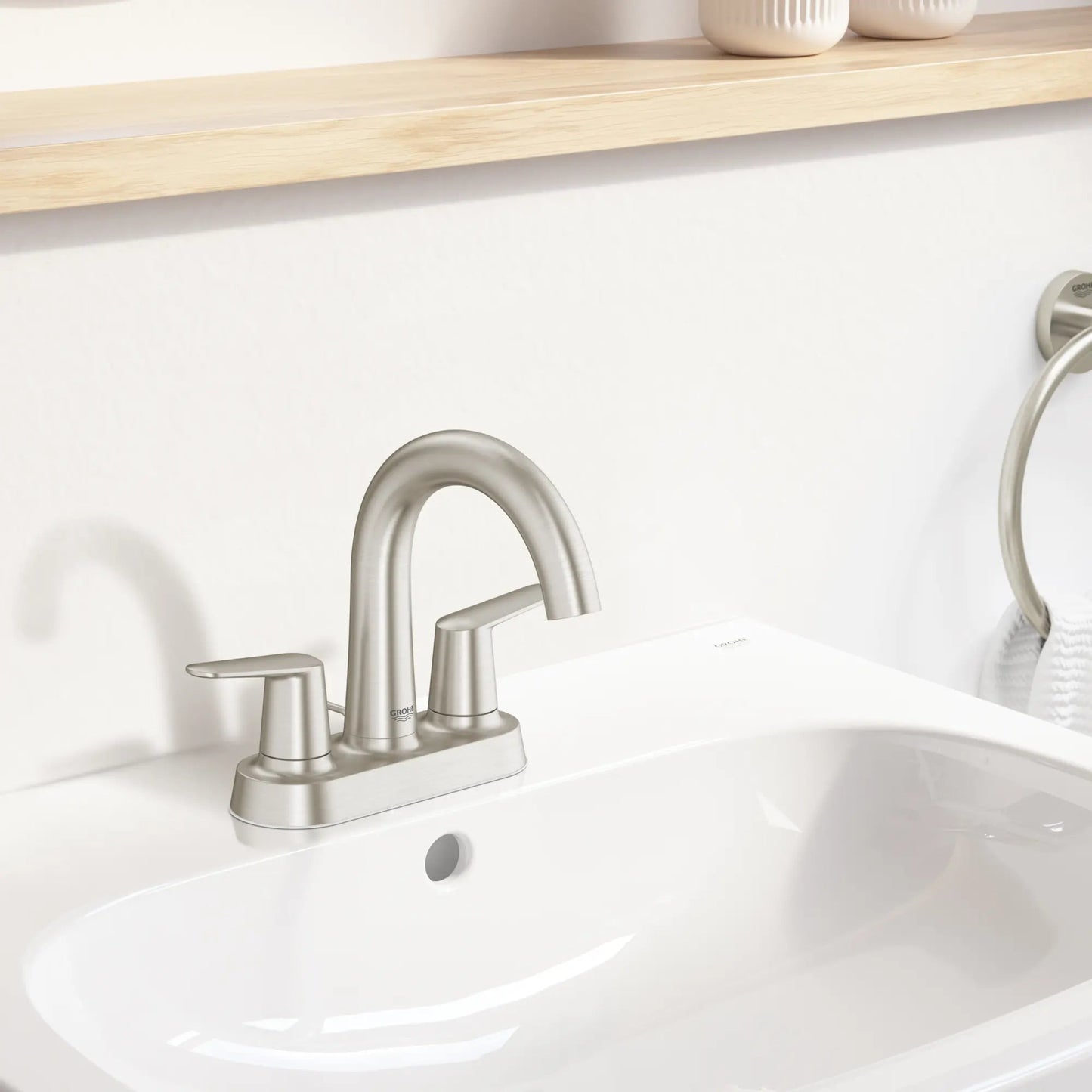 Grohe Veletto 1.2 GPM 4" Centerset Two Handle StarLight Brushed Nickel Infinity Faucet