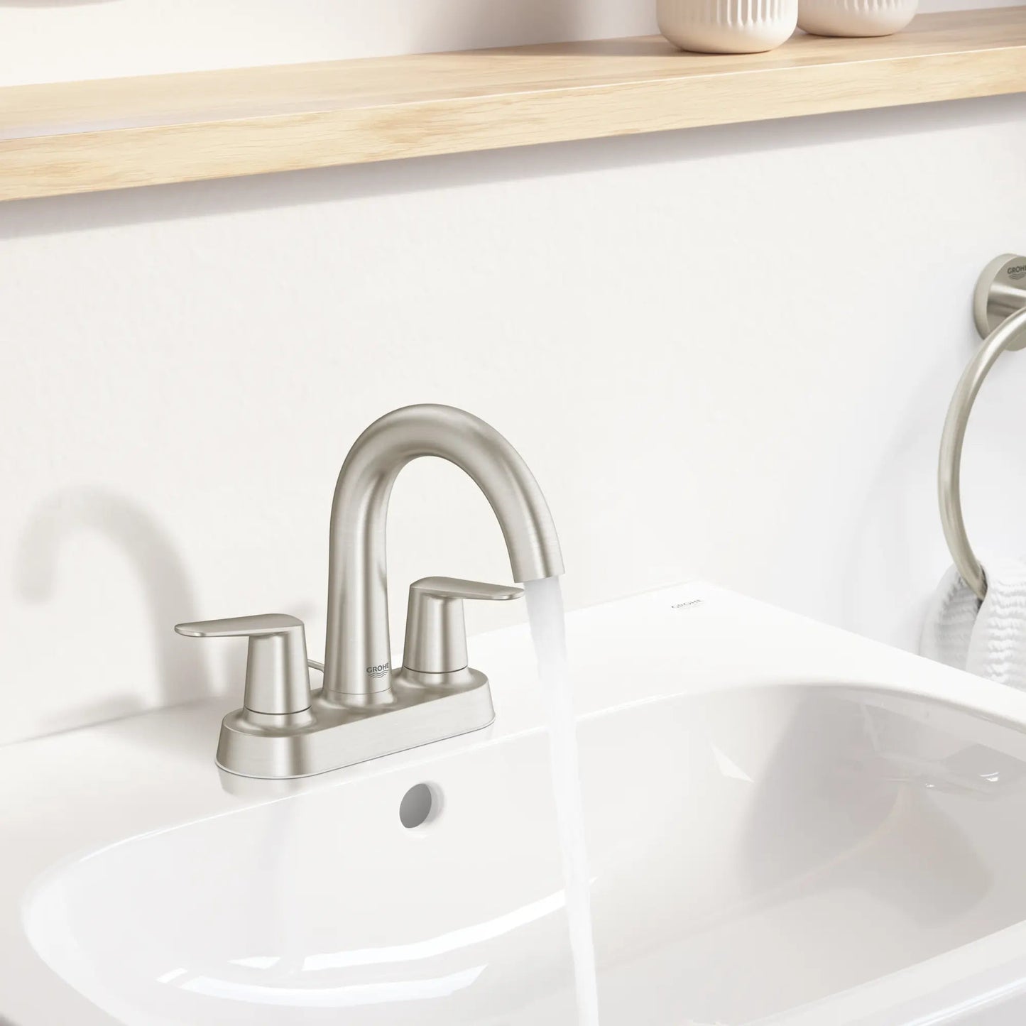 Grohe Veletto 1.2 GPM 4" Centerset Two Handle StarLight Brushed Nickel Infinity Faucet
